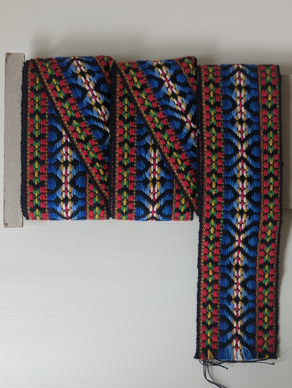 Vintage Handwoven Blue & Red Decorative Trim Tape